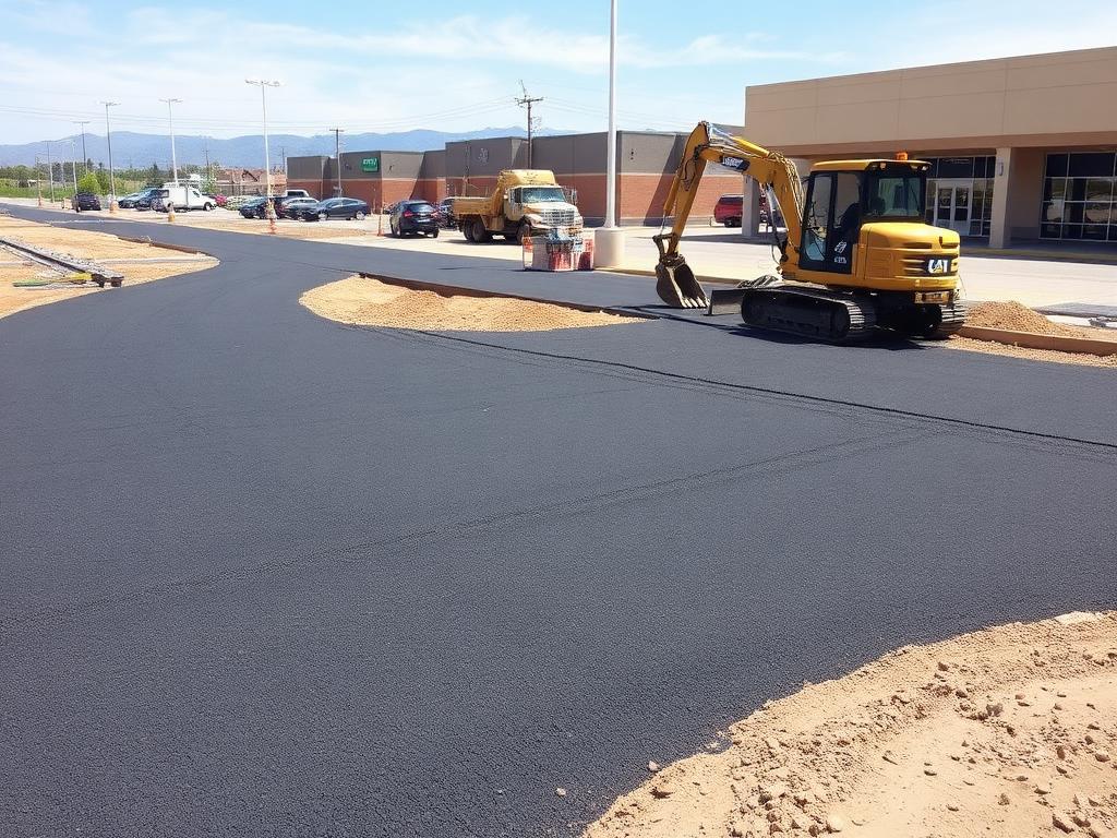Full-depth asphalt paving and grading on a Colorado commercial property